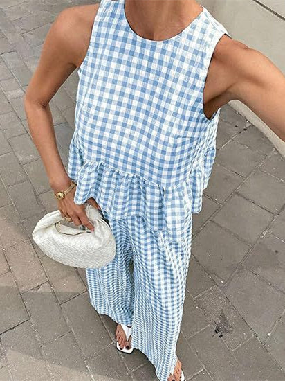 Retro Plaid Casual Suit