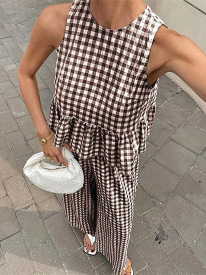 Retro Plaid Casual Suit