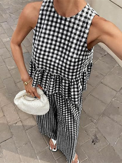 Retro Plaid Casual Suit