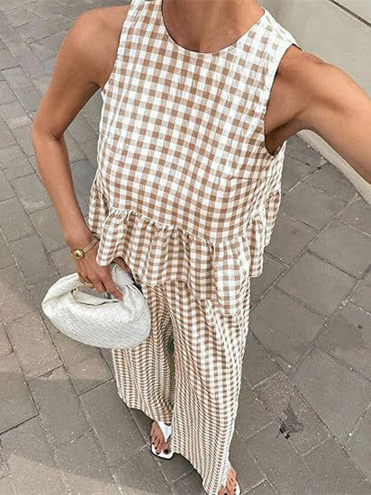 Retro Plaid Casual Suit