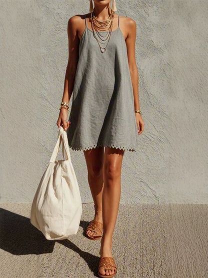V Off-the-shoulder Spliced Short Dress