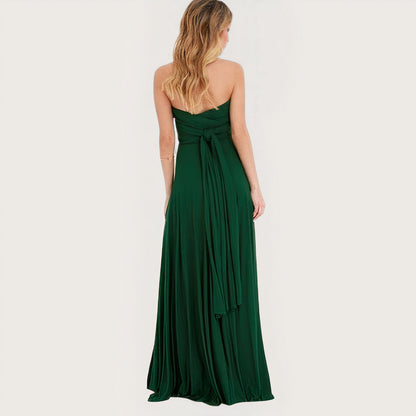 Convertible Multiway Halter Wrap Back Tie Bow High-Slit Maxi Gown