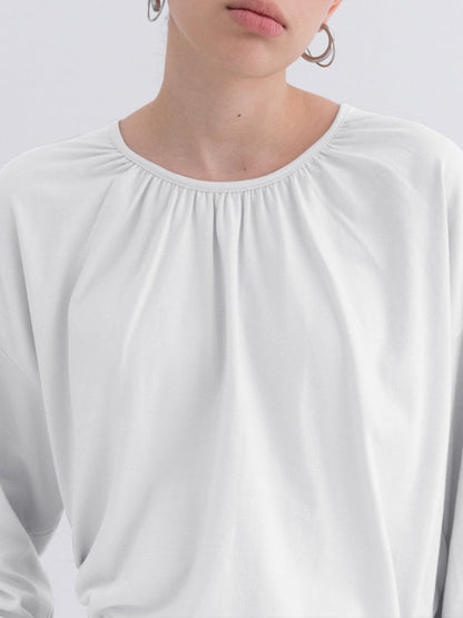 Loose-fitting Casual Cotton Short-sleeved Cover-up With Slightly Sheer Mesh Fabric