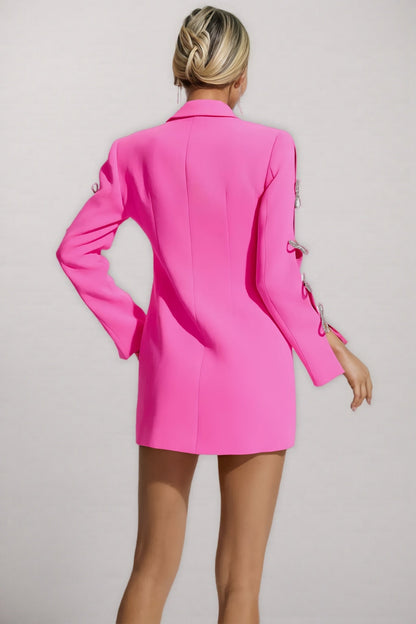Sylvie Pink Pearl Embellished Blazer Mini Dress