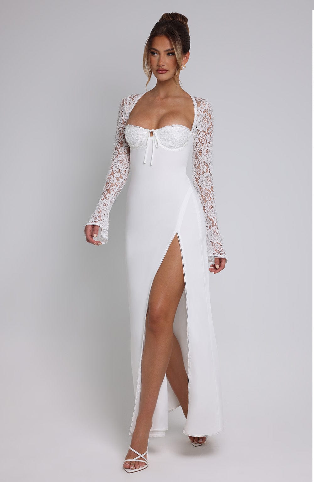 | Lace Sleeve Corset Maxi Dress