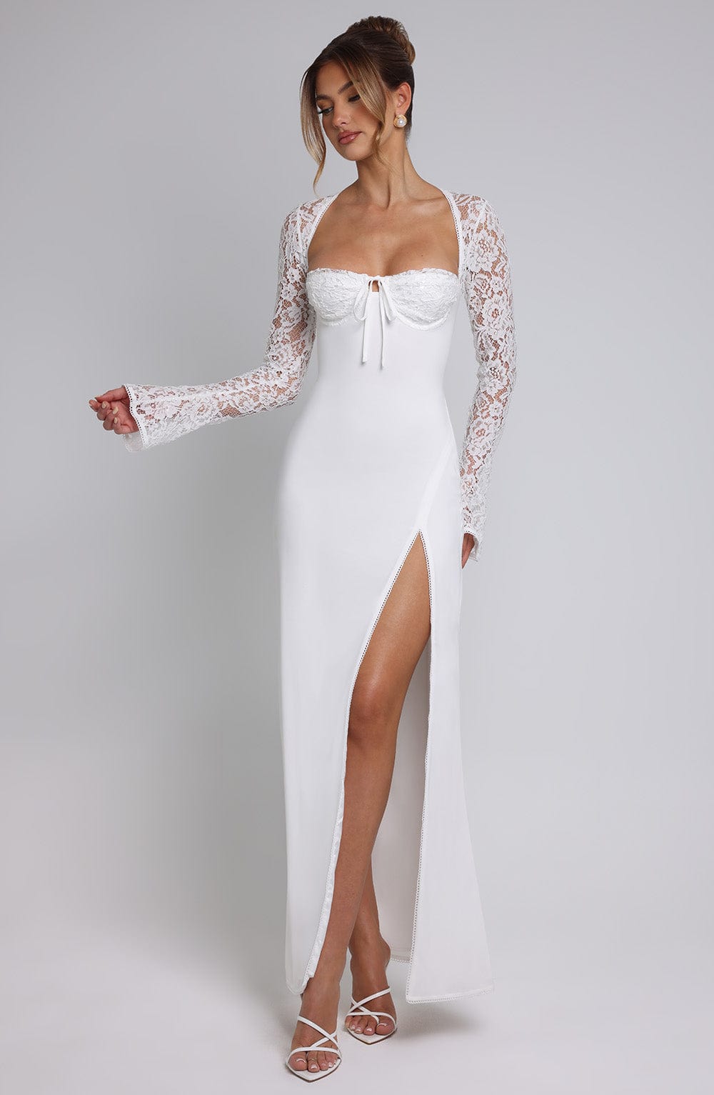 | Lace Sleeve Corset Maxi Dress