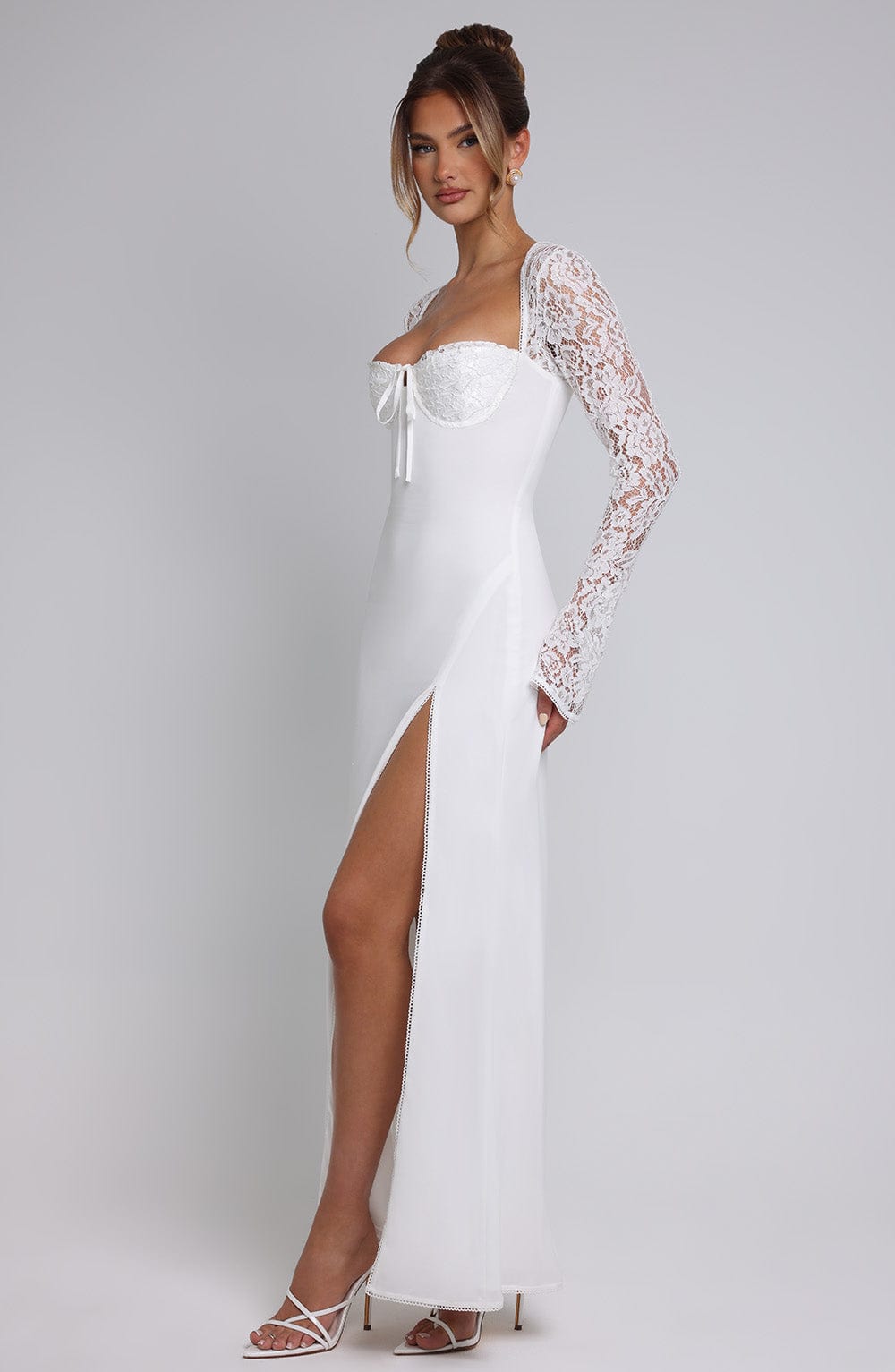| Lace Sleeve Corset Maxi Dress
