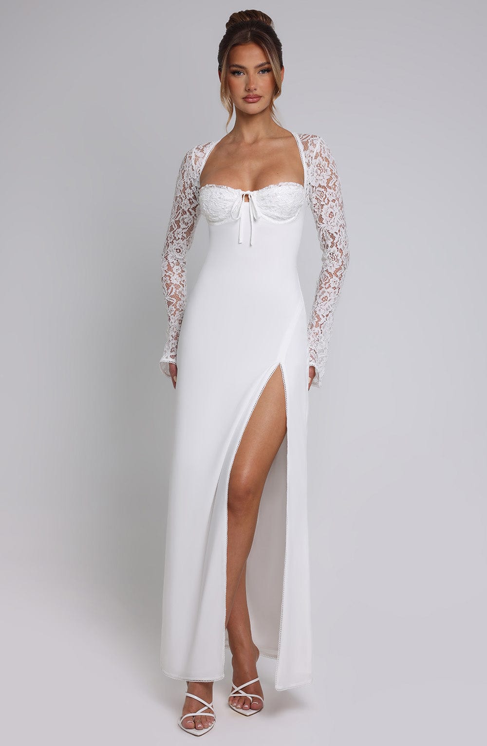 | Lace Sleeve Corset Maxi Dress