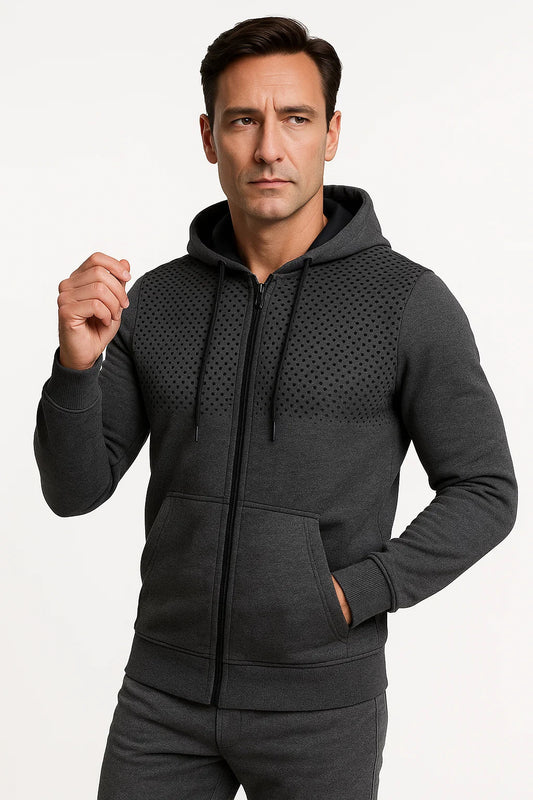 Maison Zip Hoodie | Polka Print | Lightweight Fleece | Regular Fit