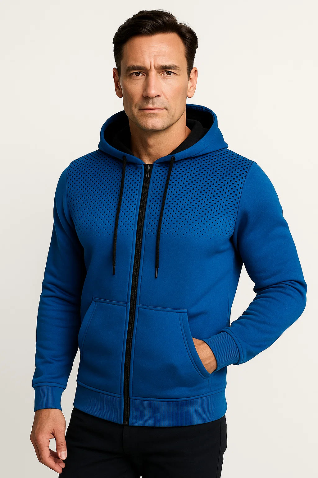 Maison Zip Hoodie | Polka Print | Lightweight Fleece | Regular Fit