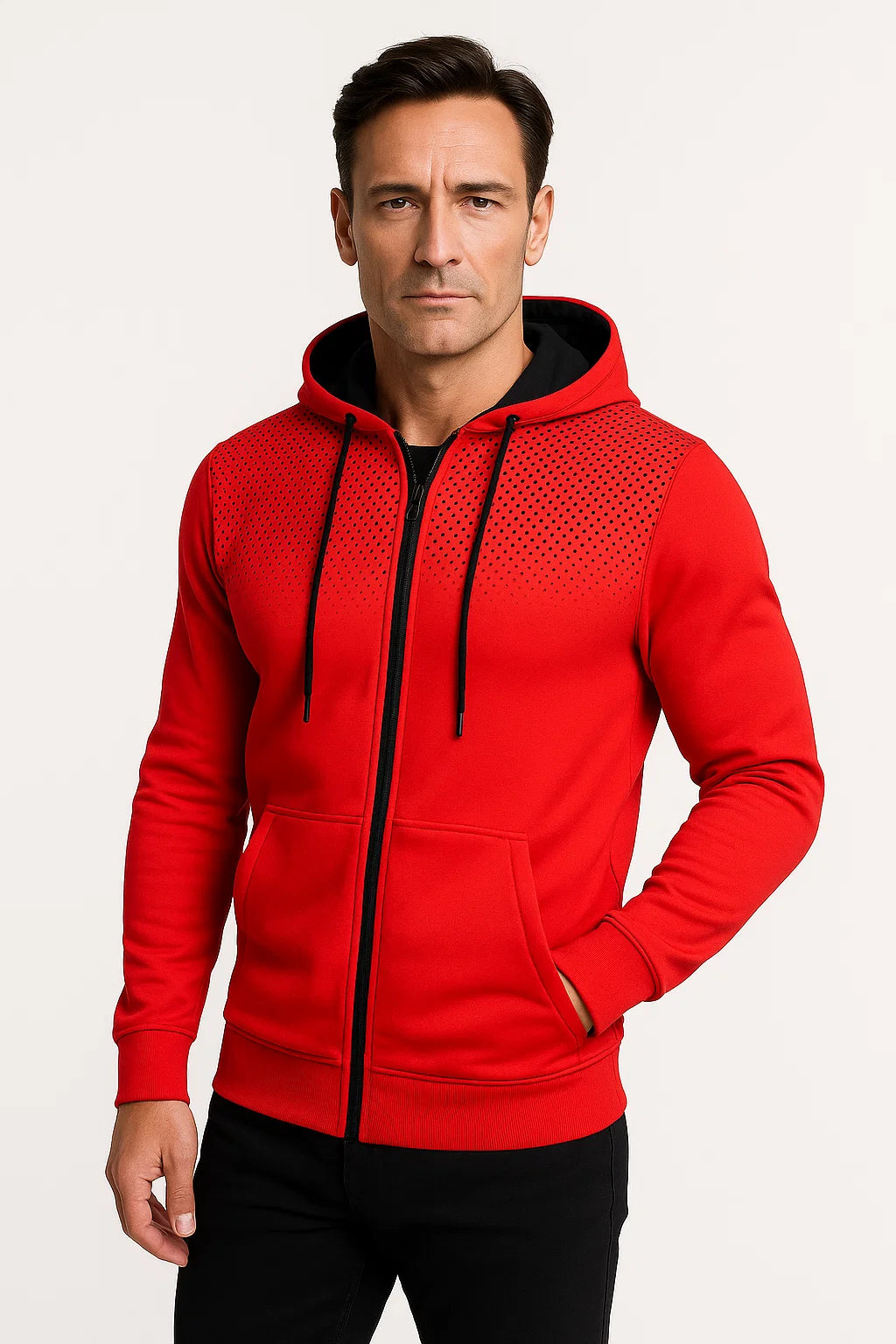 Maison Zip Hoodie | Polka Print | Lightweight Fleece | Regular Fit