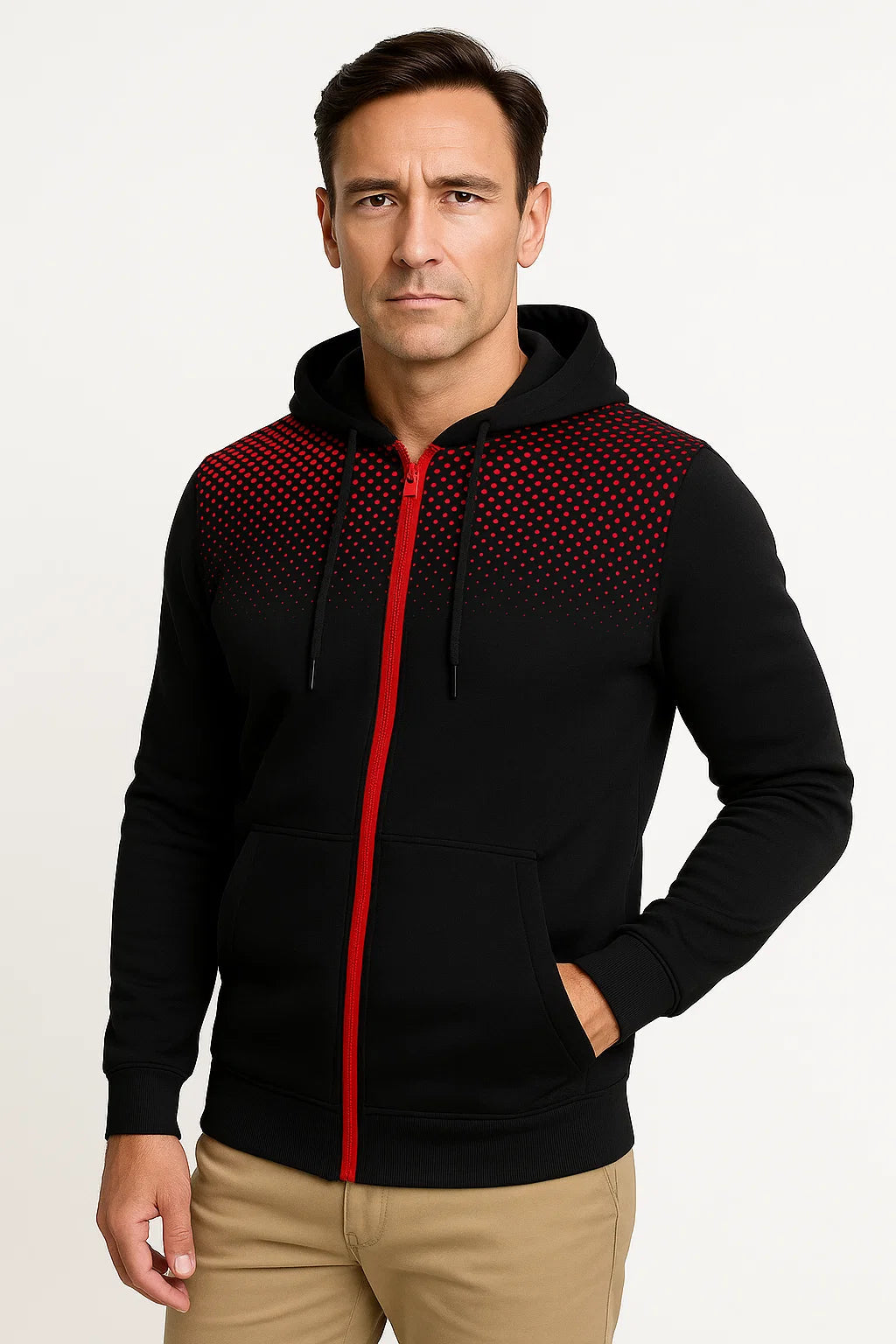 Maison Zip Hoodie | Polka Print | Lightweight Fleece | Regular Fit