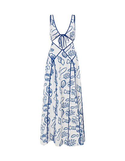 | Printed sundress with coastal cut-out design