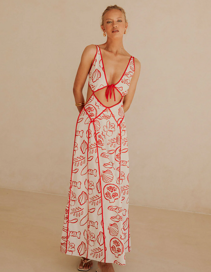 | Printed sundress with coastal cut-out design