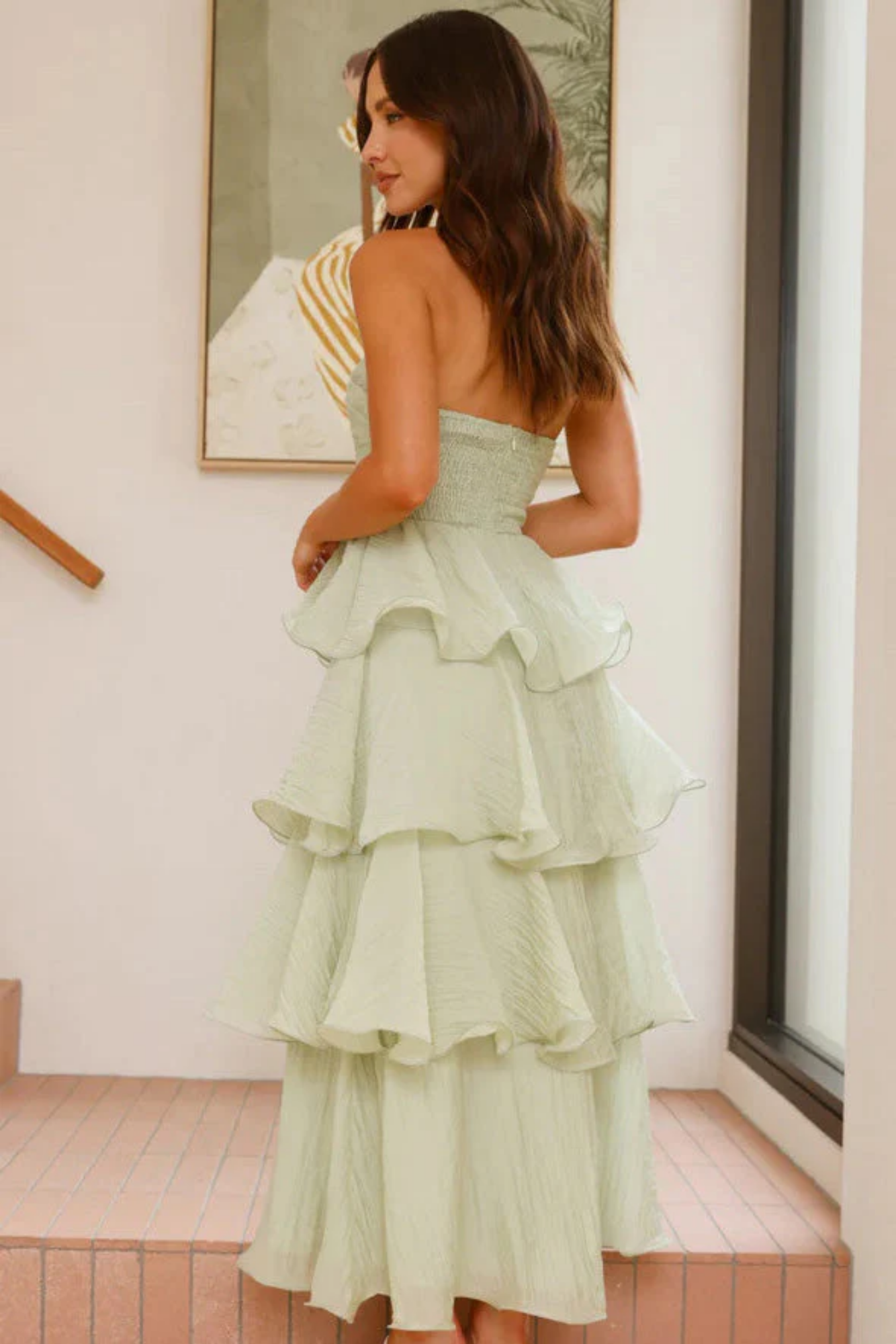 | Ruffled Tiers Strapless Maxi Dress