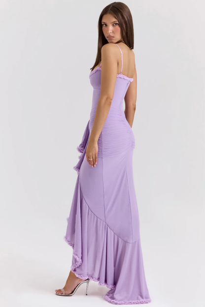 | Ruffled Drape Mesh Corset Gown
