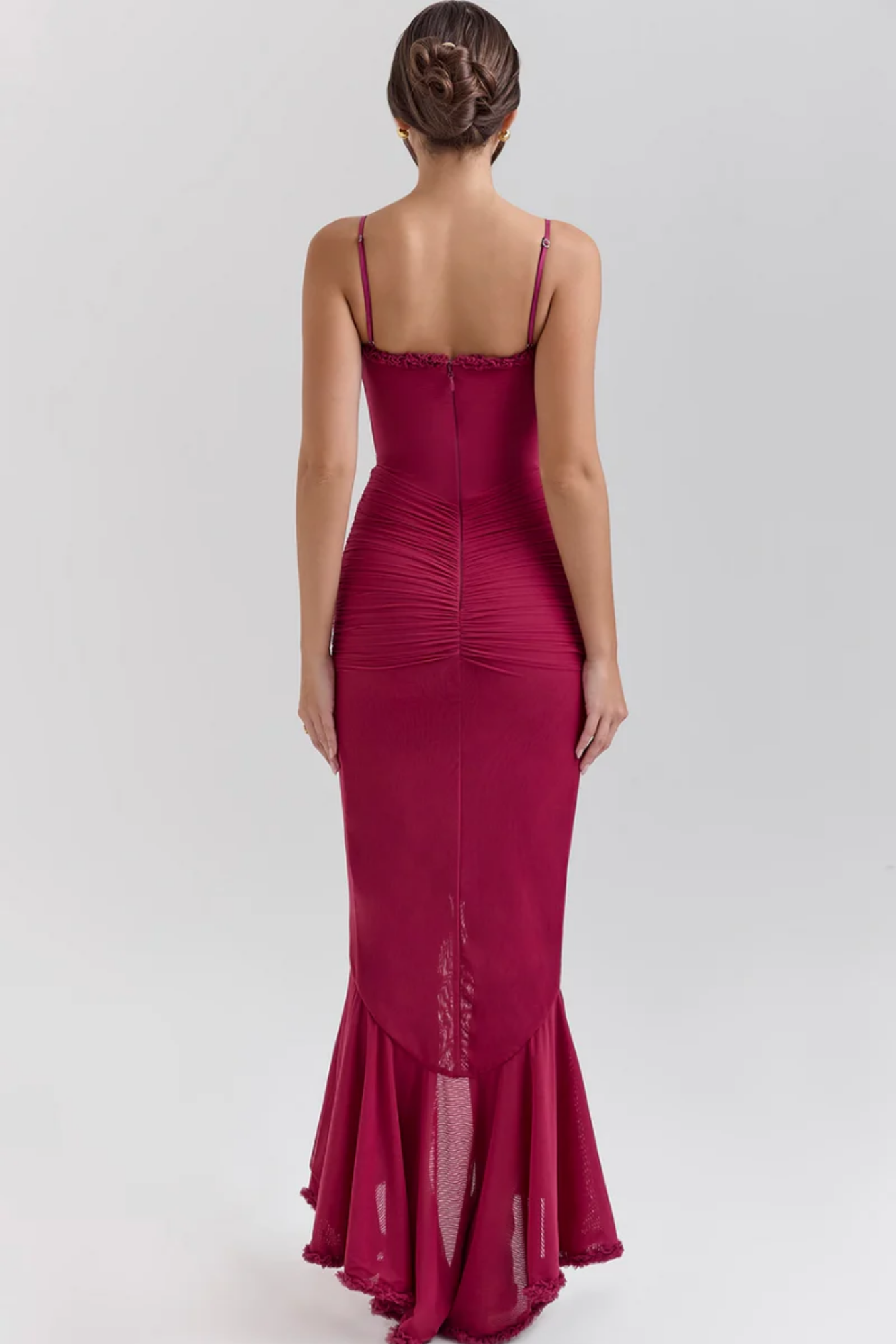 | Ruffled Drape Mesh Corset Gown