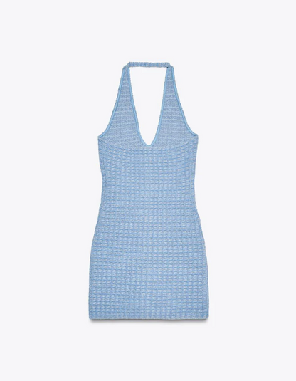 | Tweed Texture Halterneck Mini Dress