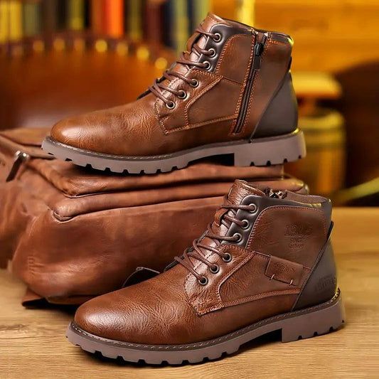 Men’s Ankle Boots | Side Zip | PU Leather Rugged Sole