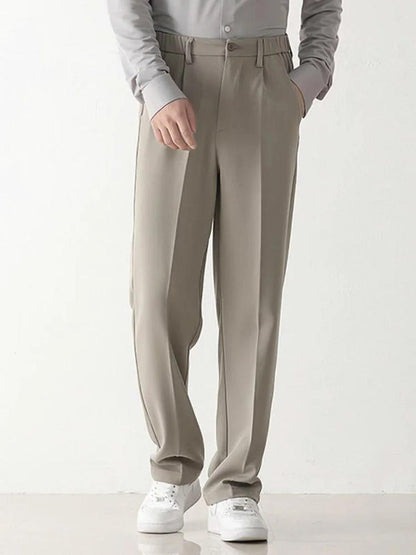 Maison Draped Wide Leg Trousers | Stretch Blend | Zipper Fly | Regular Rise