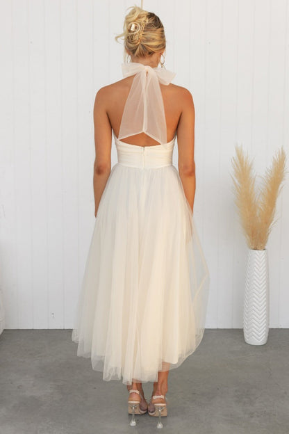 Mesh Halter Neck High Waist Maxi Dress