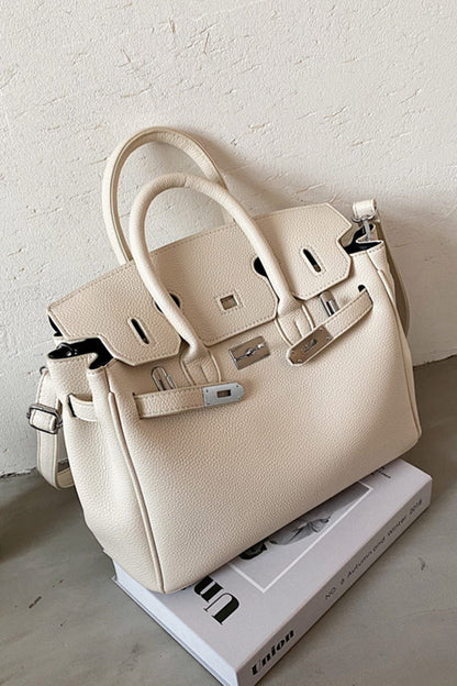 Metal Buckle Solid Tote Bag