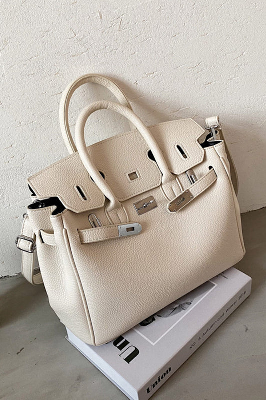 Metal Buckle Solid Tote Bag