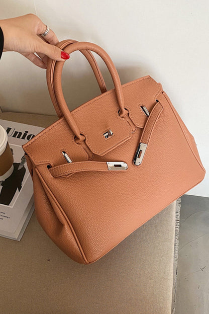 Metal Buckle Solid Tote Bag