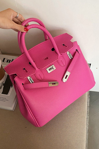 Metal Buckle Solid Tote Bag