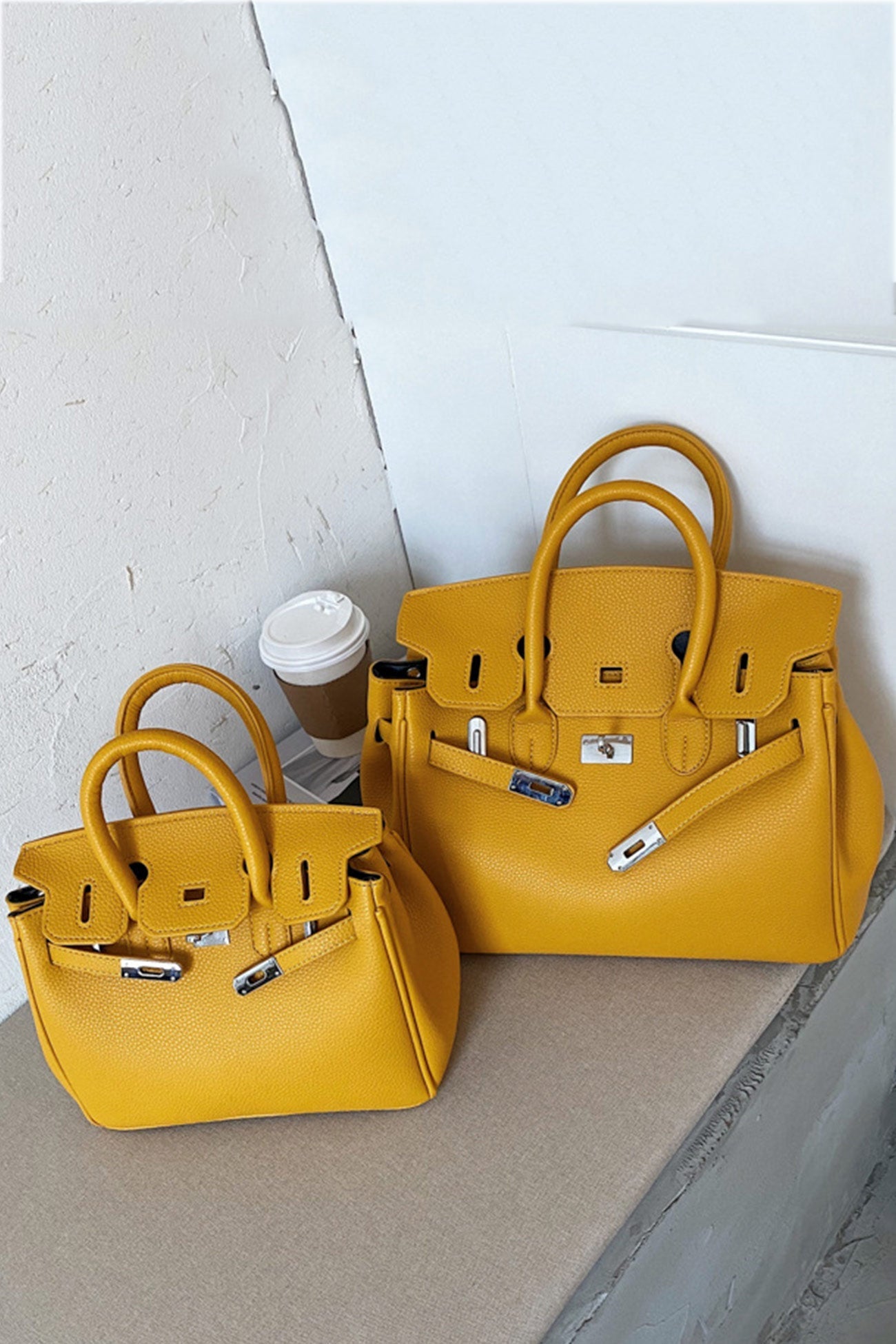 Metal Buckle Solid Tote Bag