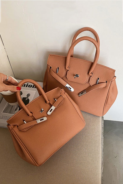 Metal Buckle Solid Tote Bag
