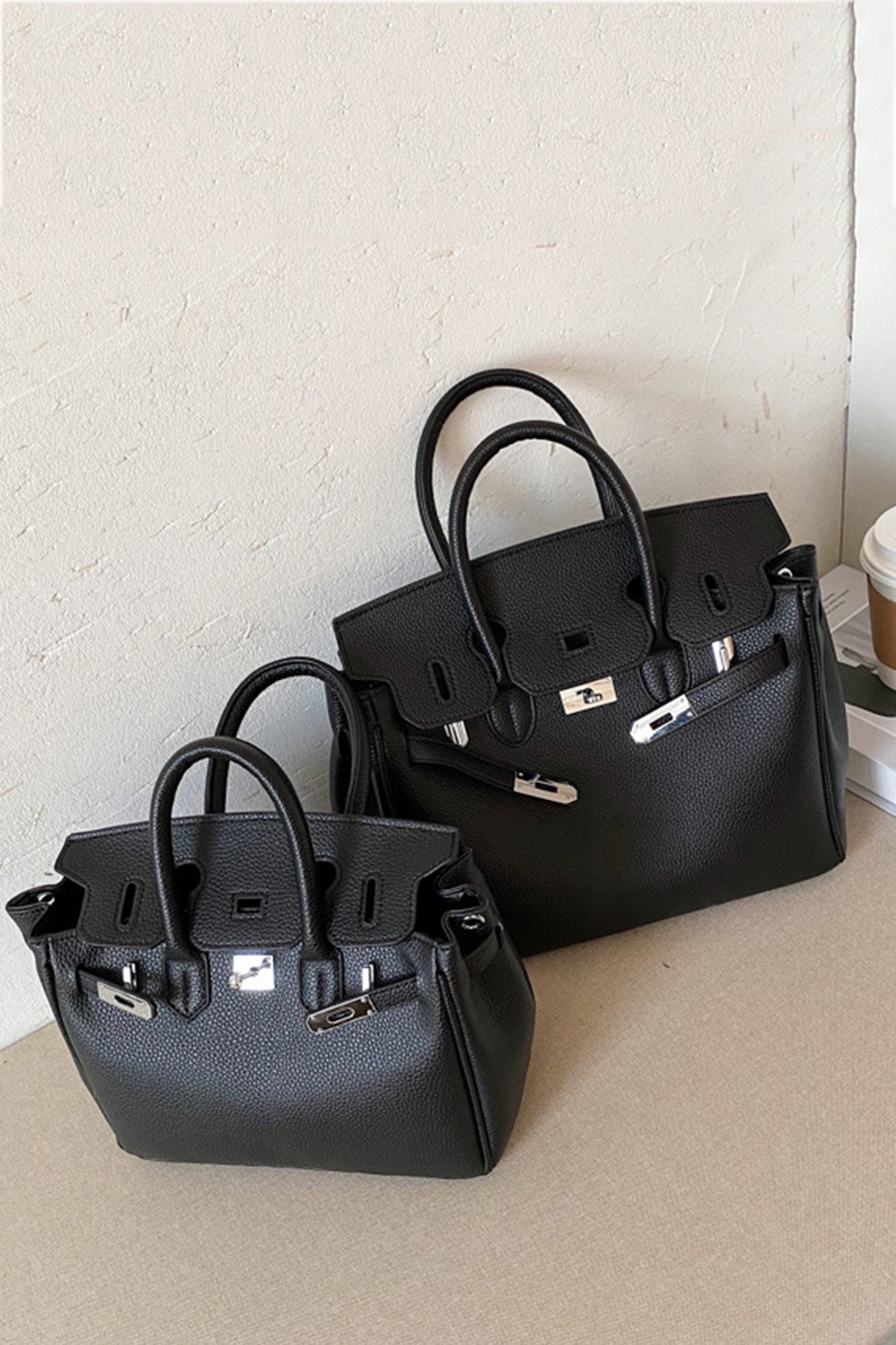 Metal Buckle Solid Tote Bag