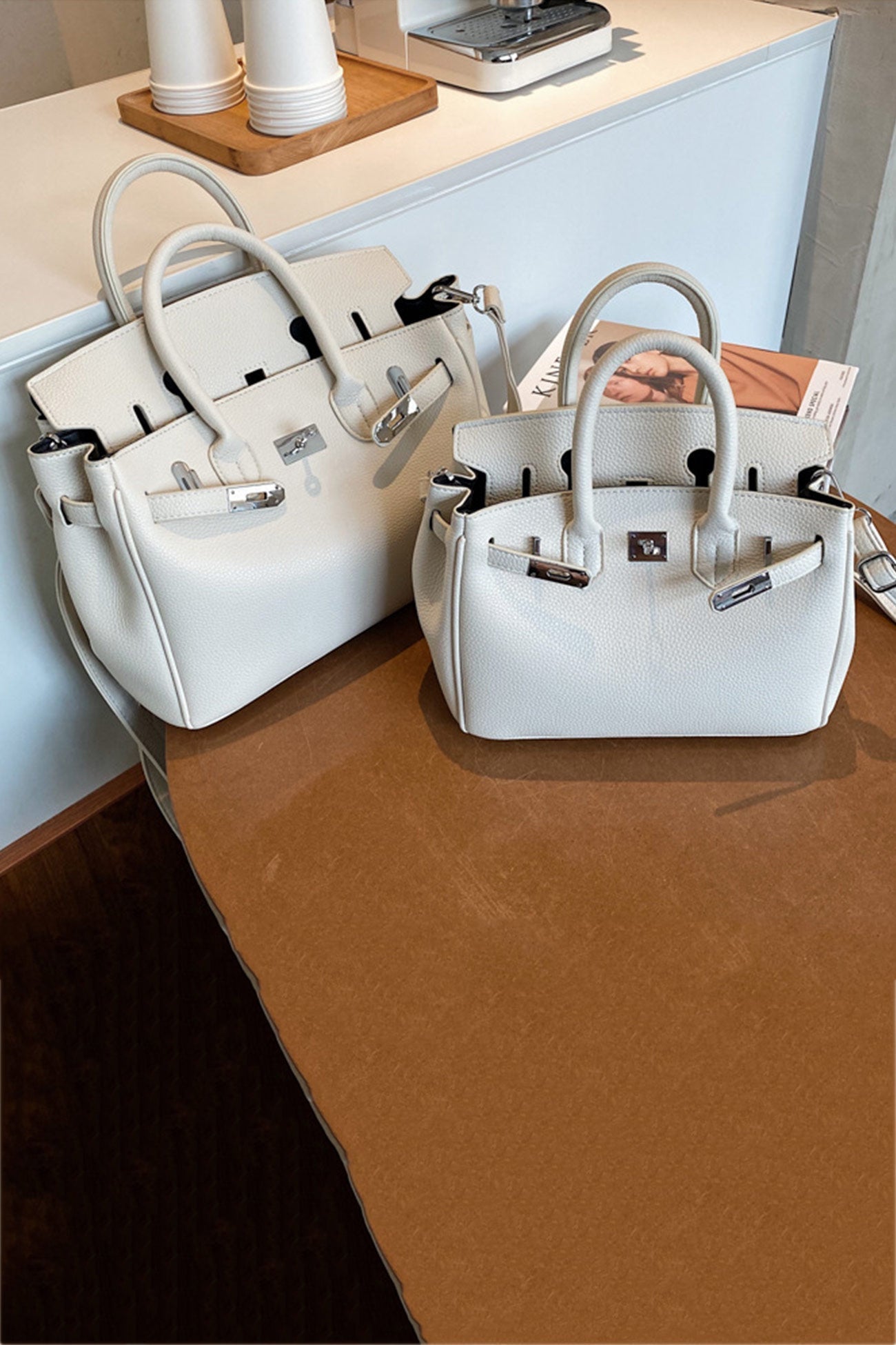 Metal Buckle Solid Tote Bag
