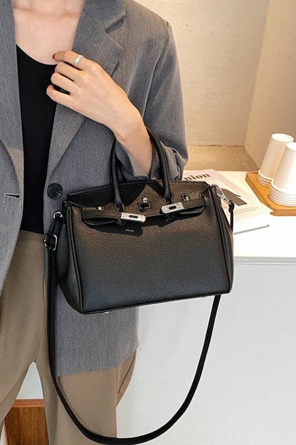 Metal Buckle Solid Tote Bag