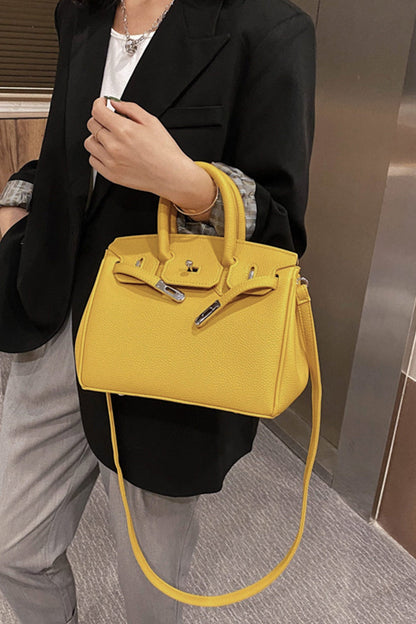 Metal Buckle Solid Tote Bag
