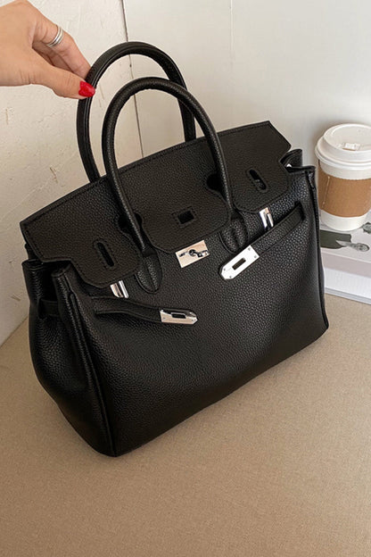 Metal Buckle Solid Tote Bag