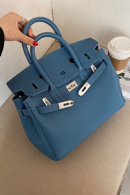 Metal Buckle Solid Tote Bag