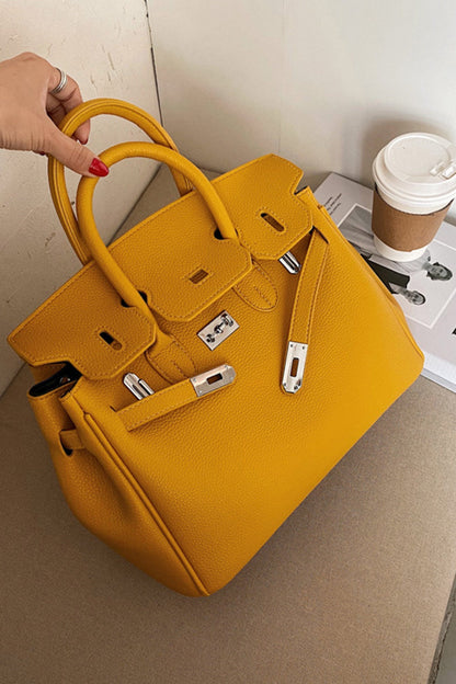 Metal Buckle Solid Tote Bag