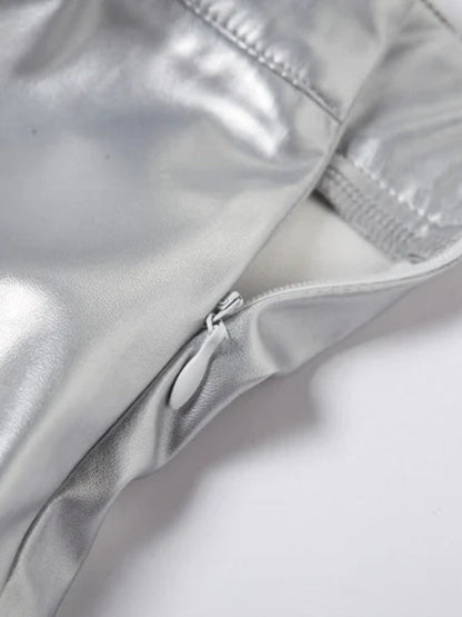 Metallic Silver Maxi Dress