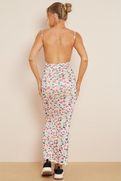 | Spotted Pink Fitted Midi Dress