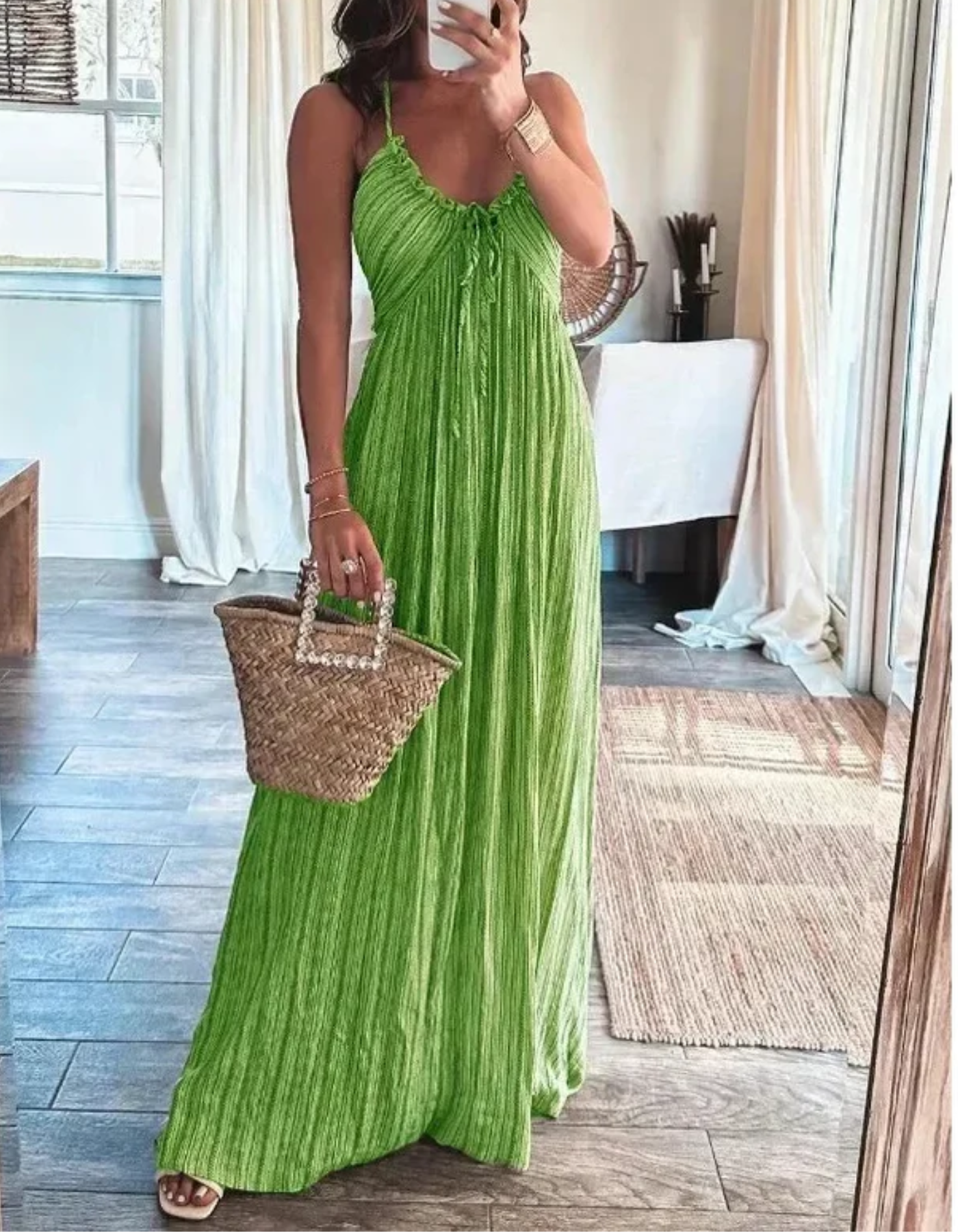 | Crinkled Halter Maxi Dress