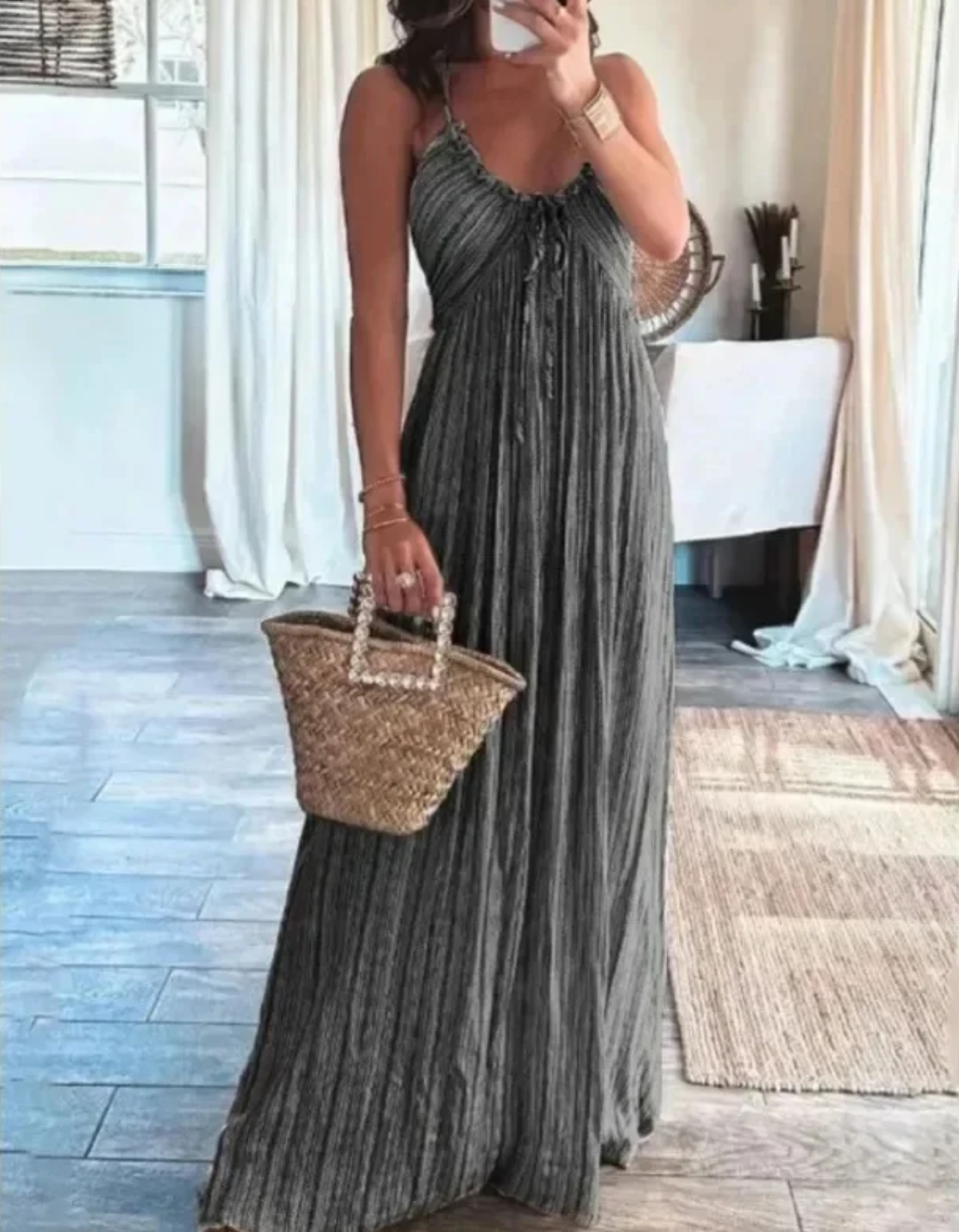 | Crinkled Halter Maxi Dress