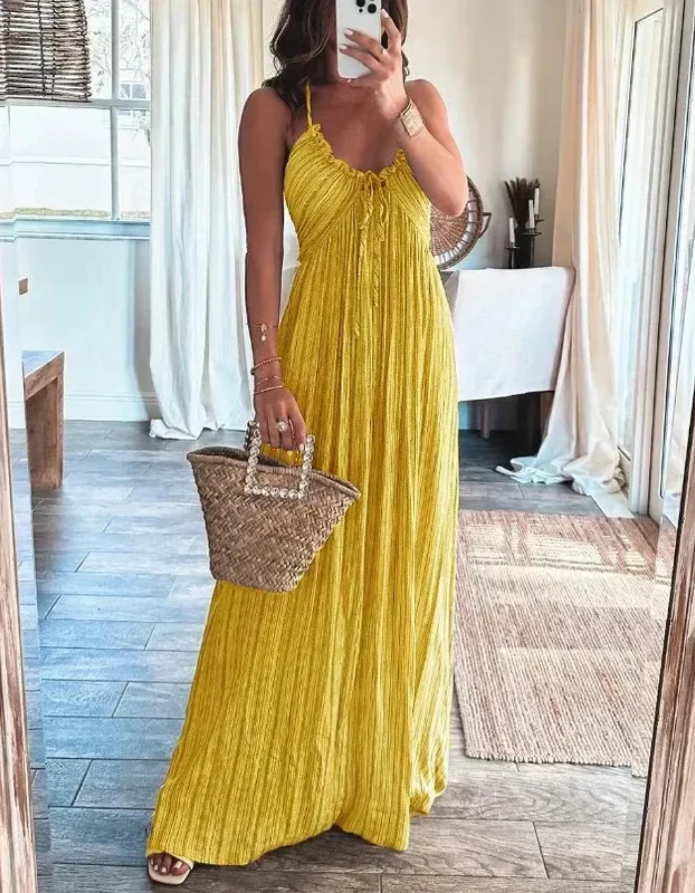 | Crinkled Halter Maxi Dress