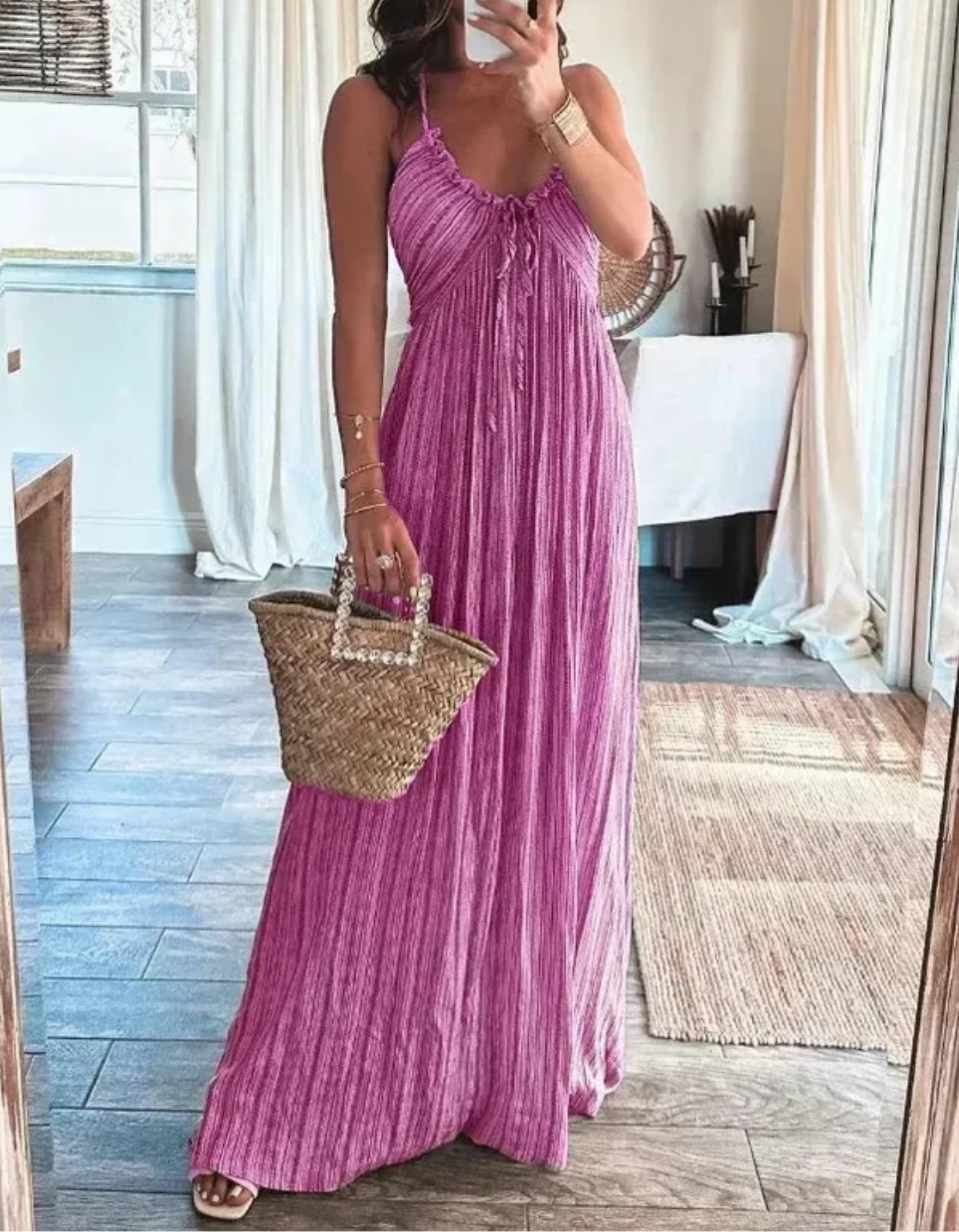 | Crinkled Halter Maxi Dress