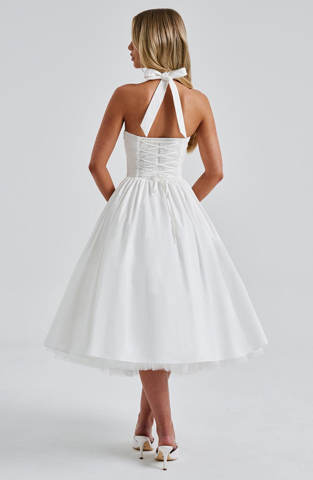 | Lace-up corset detail midi dress