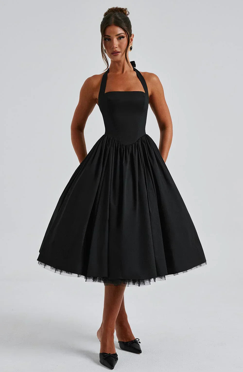| Lace-up corset detail midi dress