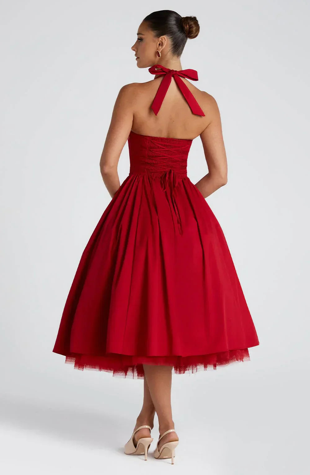 | Lace-up corset detail midi dress