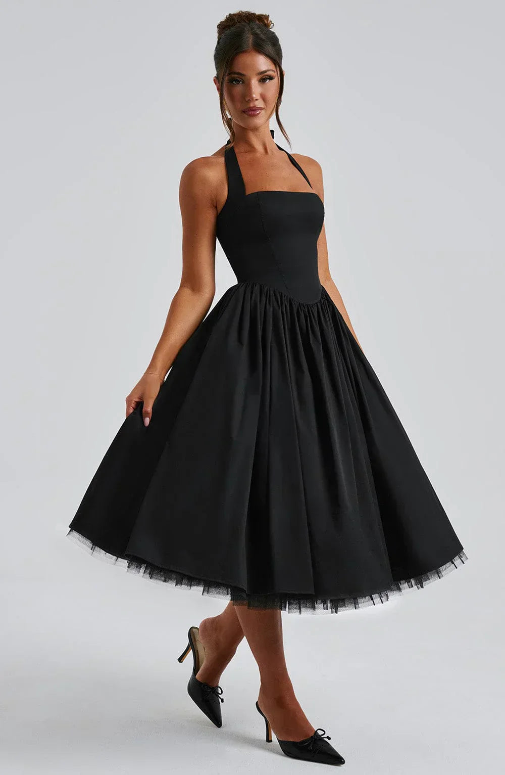 | Lace-up corset detail midi dress