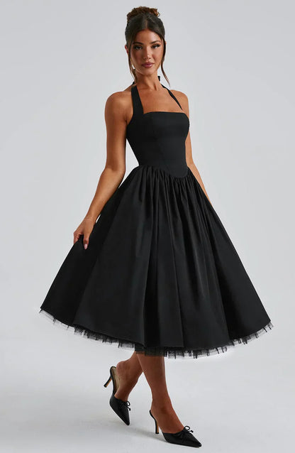 | Lace-up corset detail midi dress