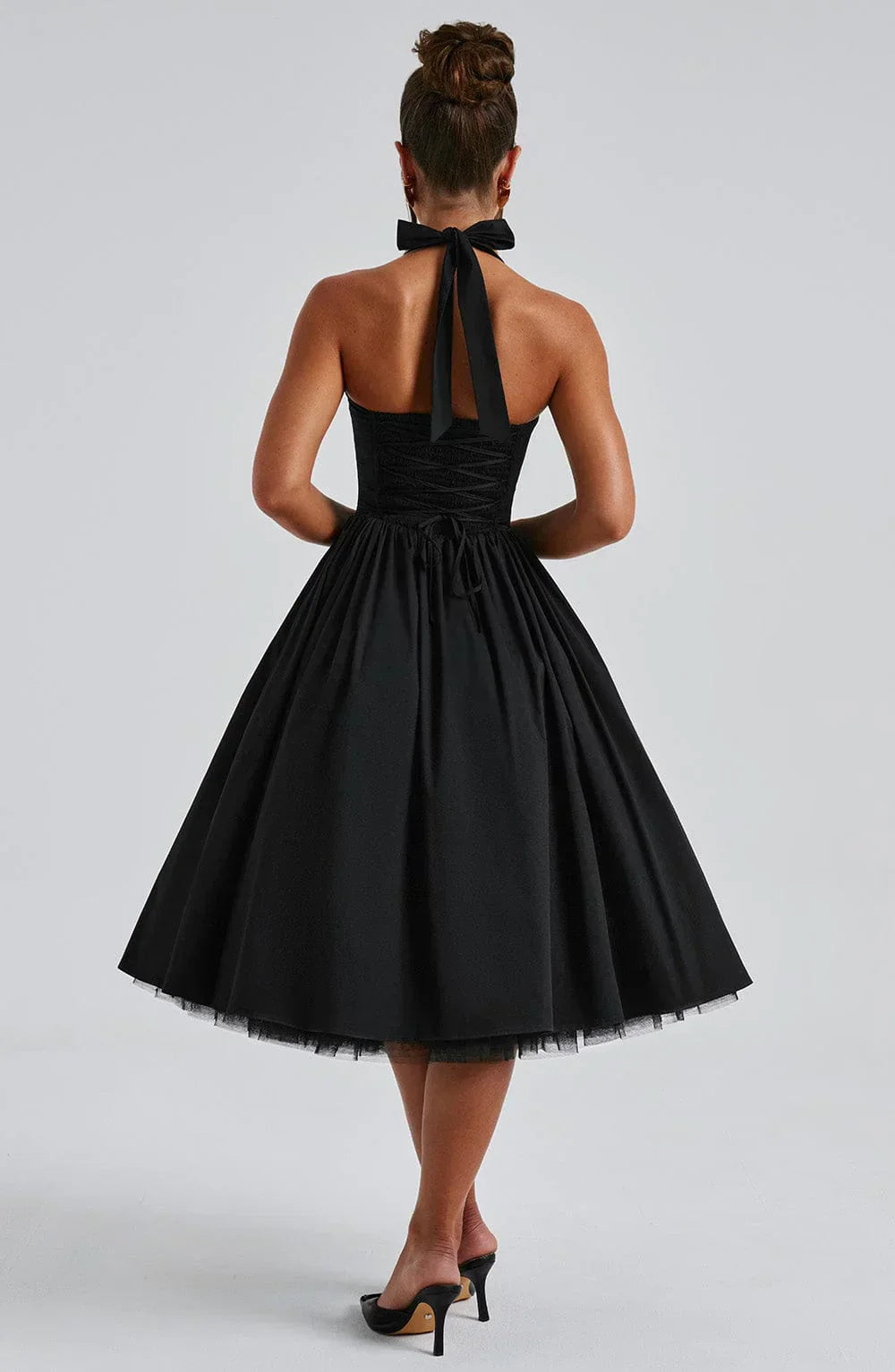 | Lace-up corset detail midi dress
